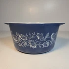 VINTAGE PYREX BLUE FLORAL COLONIAL MIST # 473-B Glass CASSEROLE Bowl 1 Liter