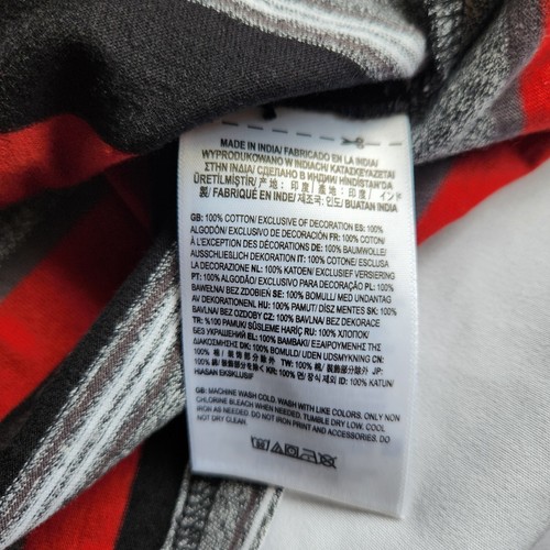 Vans Off The Wall Boys Youth L Pullover Red Black Grey Striped Thin Hoodie Sweat - Picture 7 of 9