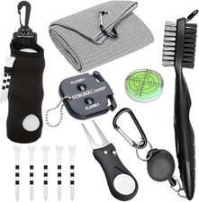 11 Pcs Golf Accessories Kit, Include Golf Ball Bag with Hook Tees Towel Cleaner