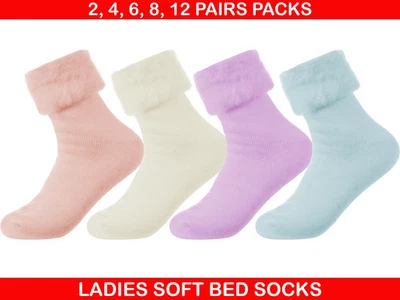 KK TRADERS Womens Cosy Fluffy Bed Socks, Winter Warm Thermal Lounge Socks For Ladies 4-7