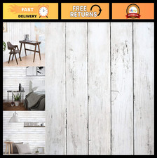 Removable White Wood Peel and Stick Wallpaper - Vintage Plank Self-Adhesive Deco