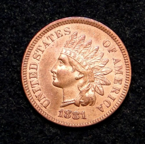 UNC 1881 INDIAN HEAD PENNY CENT OLD U.S. TYPE COIN