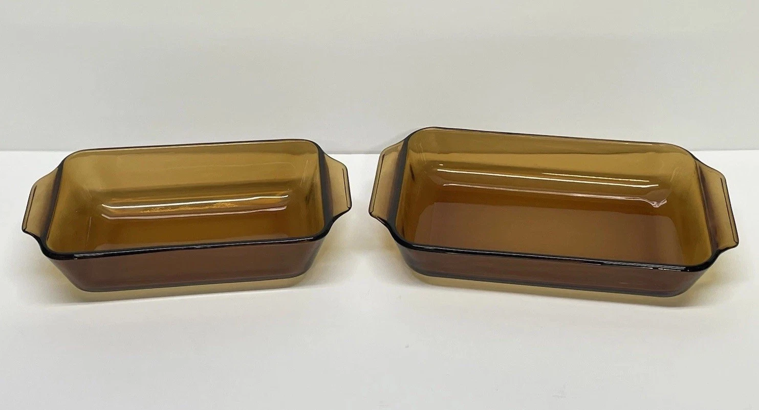 Vtg Fire King Anchor Hocking Amber Glass Baking Pan 432 1.5 Quarts & 441 (1 Qt)