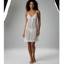 Oscar De La Renta Nightgown Women’s XL Rosette Slip Chemise Bow White Bridal 