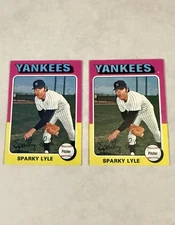 Lot of 2 -  1975 Topps - Sparky Lyle Card # 485- New York Yankees - EXMT