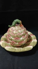 Fritz And Floyd French Market Artichoke  Canister W/lid And Serving Bowl