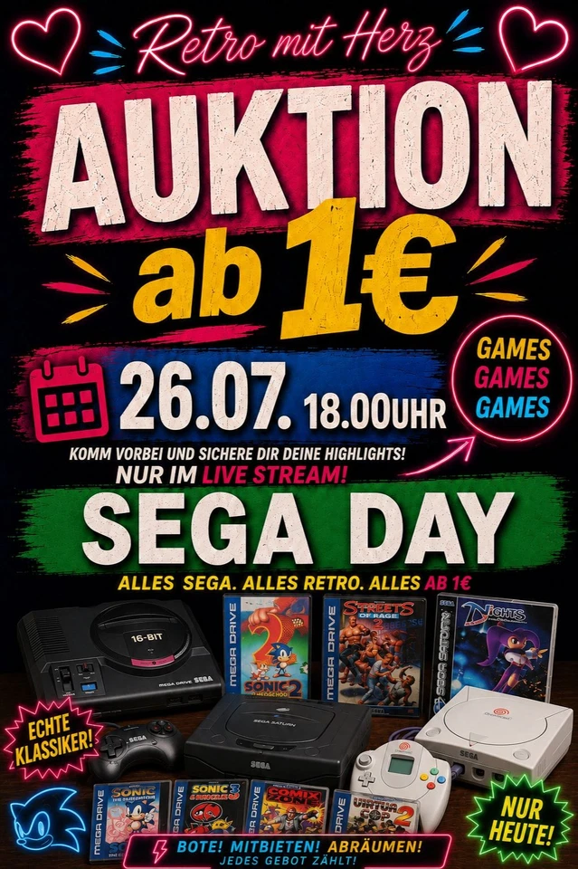 XXL Sega Spiele und Konsolen Auktion ab 1€ pro Artikel - Games Games Games