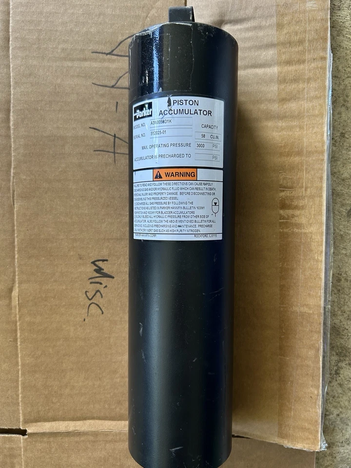 Acumulador de pistón Parker A3N0058D1K 58 Cu. In. 3000 PSI Foto 2 de 4