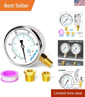 #ad 0 100Psi Stainless Steel 1 4quot; NPT 2.5quot; FACE DIAL Liquid Filled Pressure Gauge... $33.73