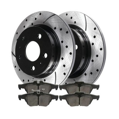 Brake Pad Rotor Kit Rear Drilled/Slotted Ford Lincoln MKC 15-19 MKZ 13-16
