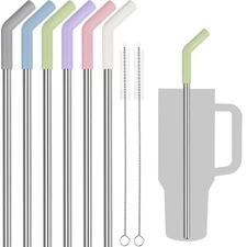 Stainless Steel Straw with Silicone Tip Fit for Stanley Tumbler 6-Pack for 40oz