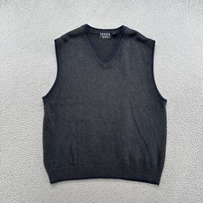 Vintage Trader Bay Mens Sleeveless Blue Sweater V-Neck Cotton Vest in Size Large