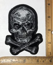 Skull And Crossbones Scratch Motorcycle Iron On Patch Biker 4  x 3  