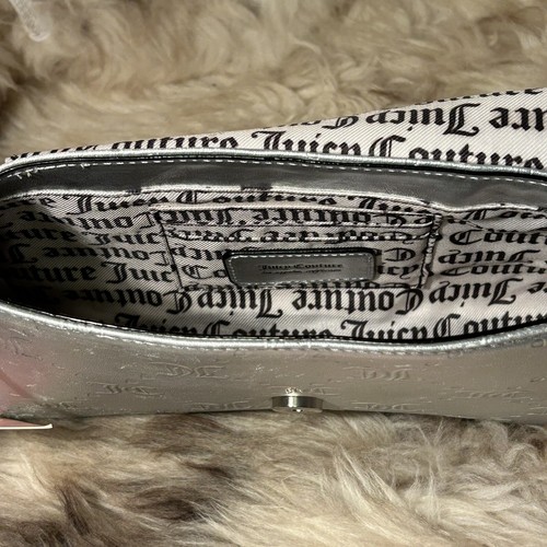Borsa a tracolla Juicy Couture Only Juicy Flap nuova con etichetta - Argento - Foto 5 di 5