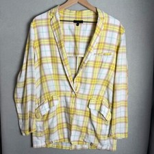 Rag  Bone Margot Blazer Yellow Plaid 100 Cotton Women  s size 10 NWOT
