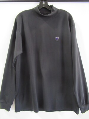 Needles Black Men's Mock Neck Tee Synthetic Jersey Size M US