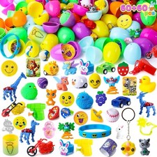 60 PCS Prefilled Pastel Eggs with Assorted Toys, Stuffed Toys for Easter Egg Hun