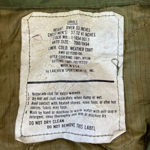 Used Need Repair Olive Drab M-65 Field Jacket Liner *mocinc.1982* - Picture 4 of 19