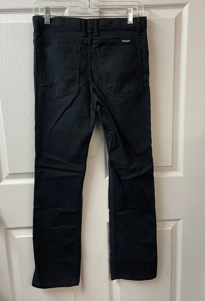 Pantalones Wrangler Niñas Talla 16 Regular Negro Lona Chino Pierna Recta Lavado Oscuro Foto 3 de 4