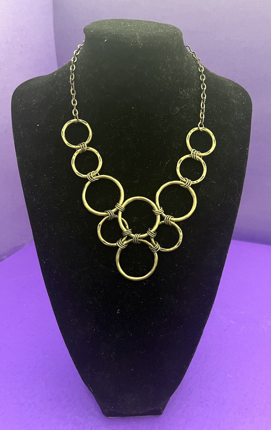 Copper Toned Multiple Interlocking Circles Bib St… - image 2