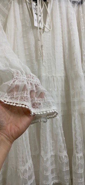 Zara White Embroidered Beaded Dress Oyster White size XS(fits like a M or  L) | eBay