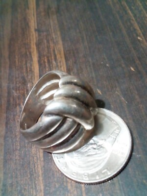 Vintage Sterling Silver 925 Puzzle Knot Ring Size 8 Knotted Chunky Rare Find A+
