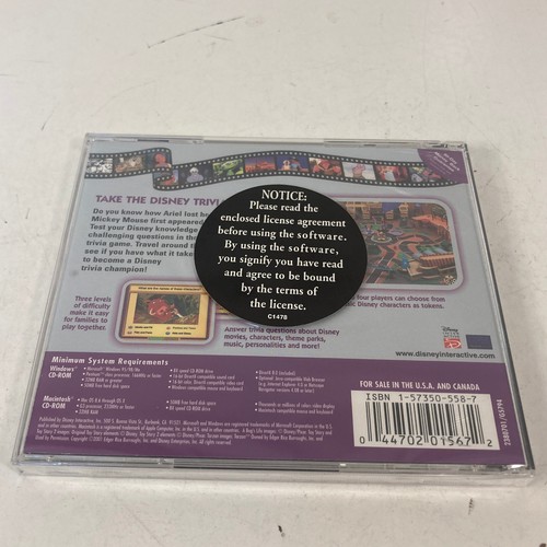 Disney Trivia Challenge CD-ROM, PC/MAC 2001 Sealed Made for Windows 98 - Picture 2 of 8