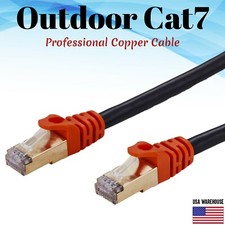 CAT7 OUTDOOR Ethernet Patch Cable Copper Lan RJ45 Shielded 26AWG SFTP Router Lot