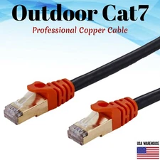CAT7 OUTDOOR Ethernet Patch Cable Copper Lan RJ45 Shielded 26AWG SFTP Router Lot
