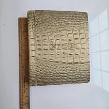 9-1/4 7-3/4 Vtg Antique Faux Alligator Skin Souvenir Postcard Album 50 Page READ