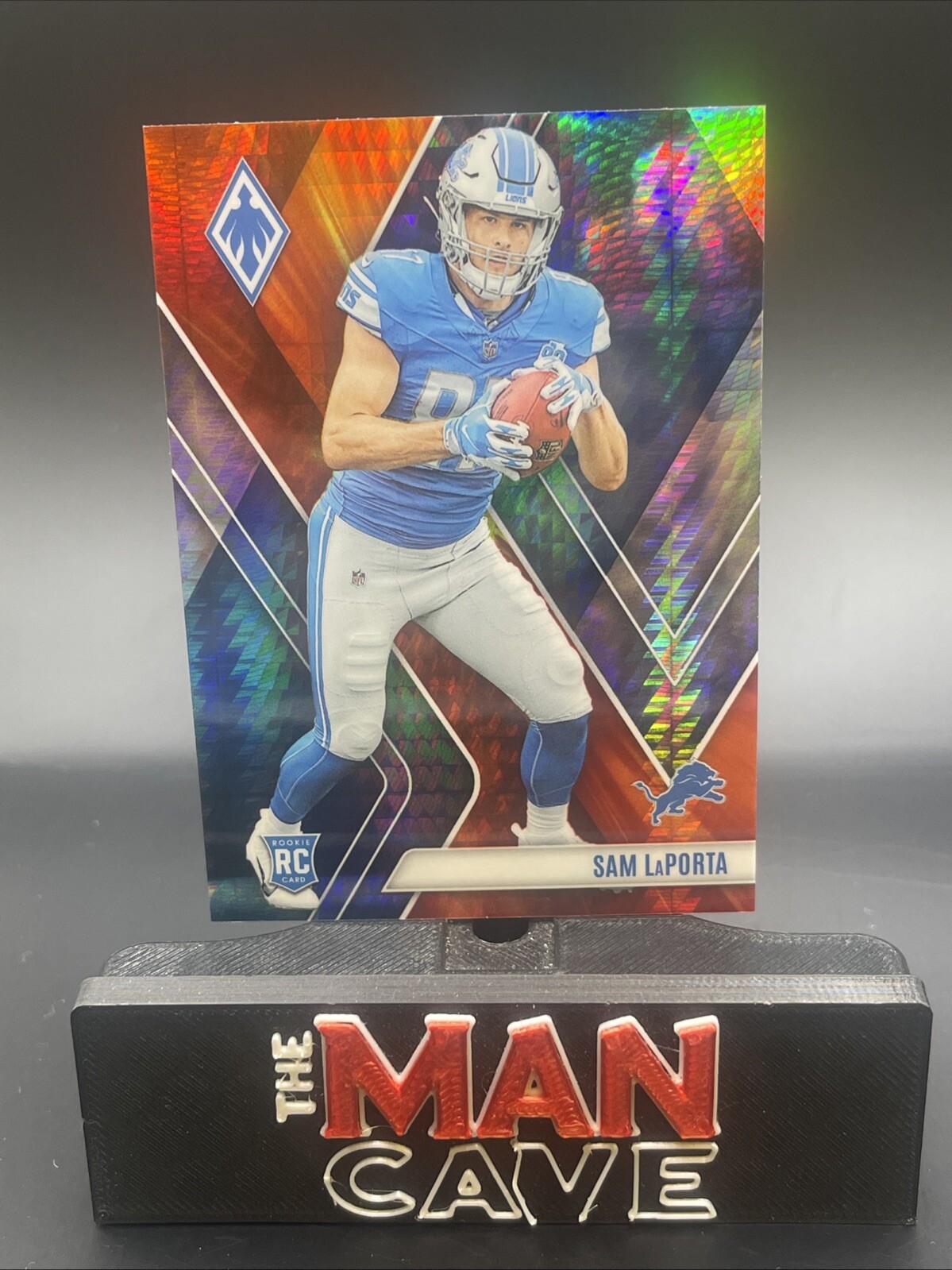 Sam LaPorta 2023 Panini Phoenix FIRE BURST PRIZM ROOKIE RC #'d/340 #115 👀🦁🏈🔥