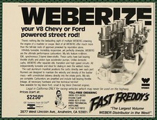 Fast Freddys Weber Carburetors Ford Chevy Anaheim Vintage Print Ad 1988