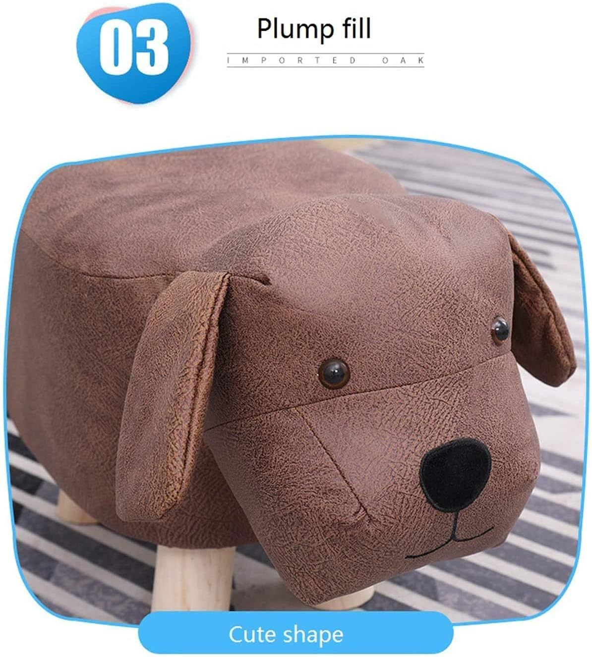 Cute Animal Footstools, Footrest Ottoman with Soft Padded Cushion and