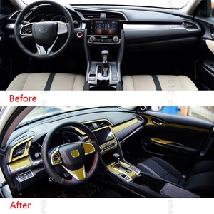 Details About 32x Carbon Fiber Gold Interior Gear Shift Full Stickers For Honda Civic 16 2019