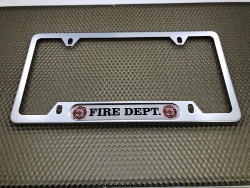 Aluminum Narrow Top 4-hole Car License Plate Frame - Fire Dept. Design - Picture 12 of 15