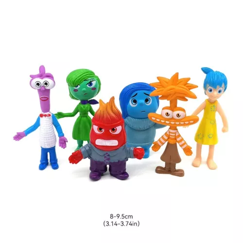 6x Inside Out Joy Riley Anxiety Sadness Cartoon Figuren Spielzeug Kuchen Topper - Bild 8 von 8