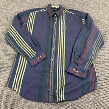 Vintage 90s Mcgregor Mens Striped Cotton Blend Dress Shirt Large Front Pocket