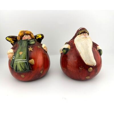 Delton Products Fine Collectables Santa And Angel Rolly Polly Figurines