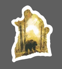 Bear Roar Sticker Forest Scene Waterproof