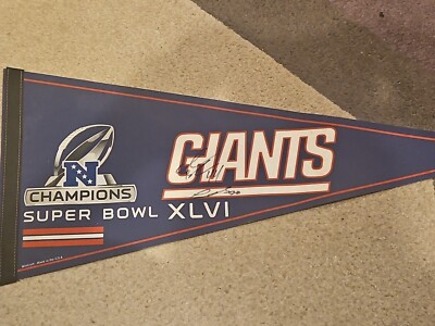 Prince Amukamara Ahmad Bradshaw signed super bowl xlvi pennant  Autographed Auto