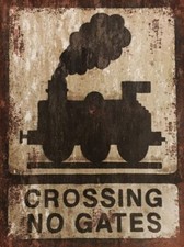 Railway Crossing No Gates warning sign vintage style Metal Sign for garage shed