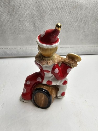 MID CENTURY 1950S VTG Ceramic Boy Clown Lace Trim from Japan - Picture 4 of 12