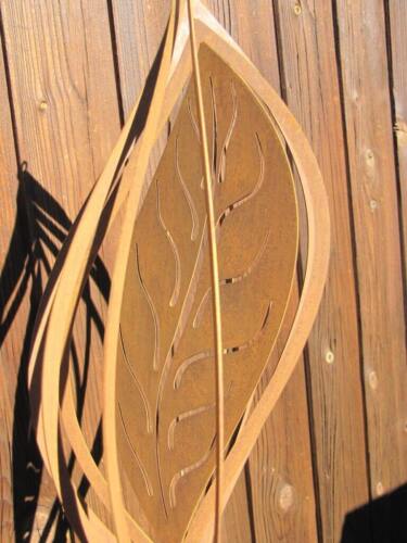 Rouille de jeu à vent feuille 3D spirale de vent métal décoration de jardin carillon à vent - Photo 1/5
