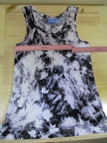 SIMPLY VERA Vera Wang tank top M black and gray abstract long flowy rayon - Picture 6 of 10