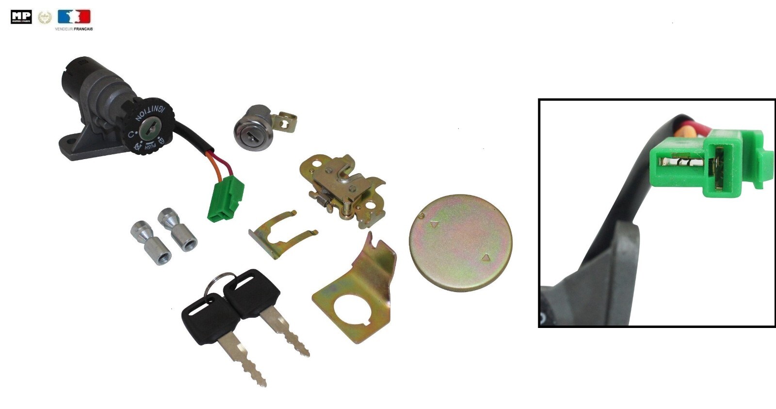 Kit serrures Kymco Agility 125 R16 pour remplacer un contacteur usé ou une clé cassée