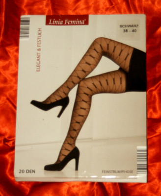 Linia Femina Strumpfhose schwarz Muster ELEGANT & FESTLICH Gr. 38-40