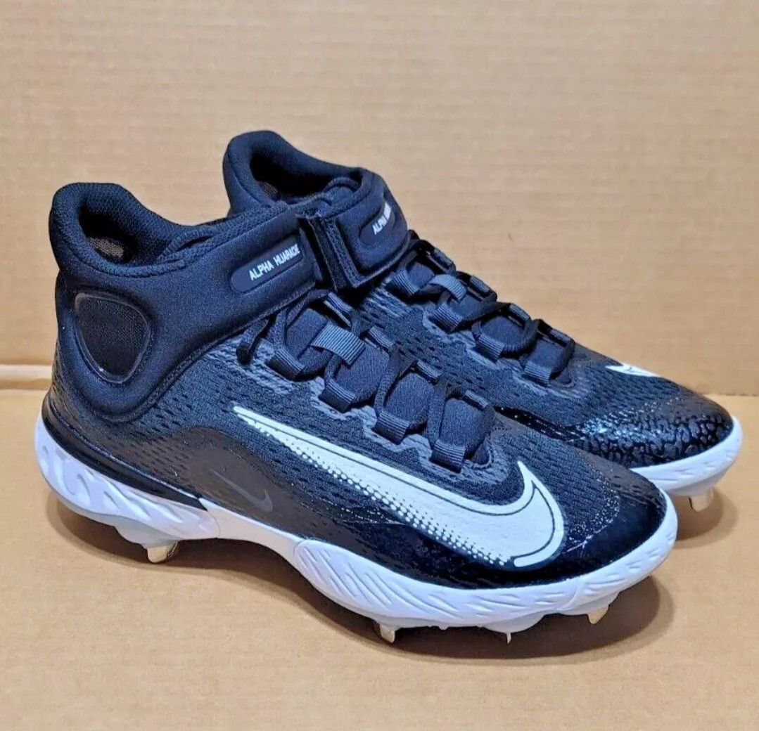 Nike Alpha Huarache Elite 4 Mid Black White Baseball Cleats Men