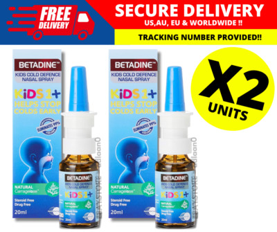BETADINE COLD DEFENSE NASAL SPRAY 20ML HELPS STOP COLDS & FLU  For KIDS ( X 2 )