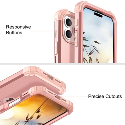 Shockproof Rubber Armor Case Screen Protector For iPhone 16e 16 Plus 15 Pro - Picture 40 of 42