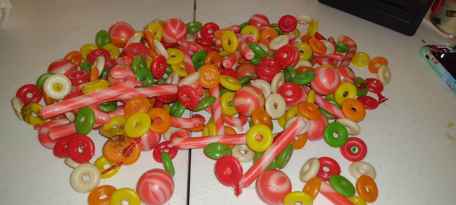 Vintage Blow Mold Type Plastic Candy Garland Striped Candy Canes & Lifesavers